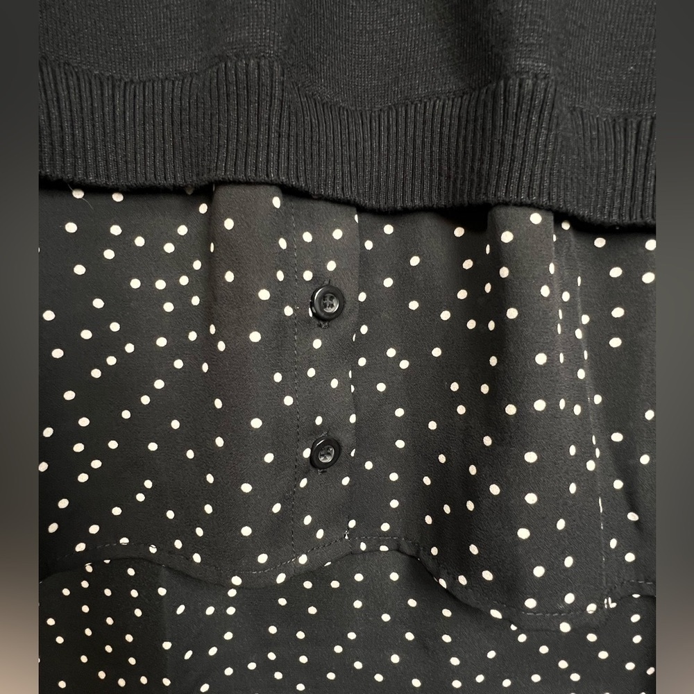 Adrianna Papell Black and White Polka Dot Blouse size XL - Picture 3 of 4